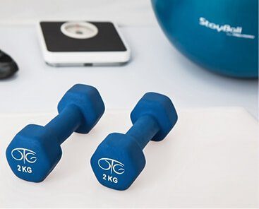 dumbbells scale exercise ball