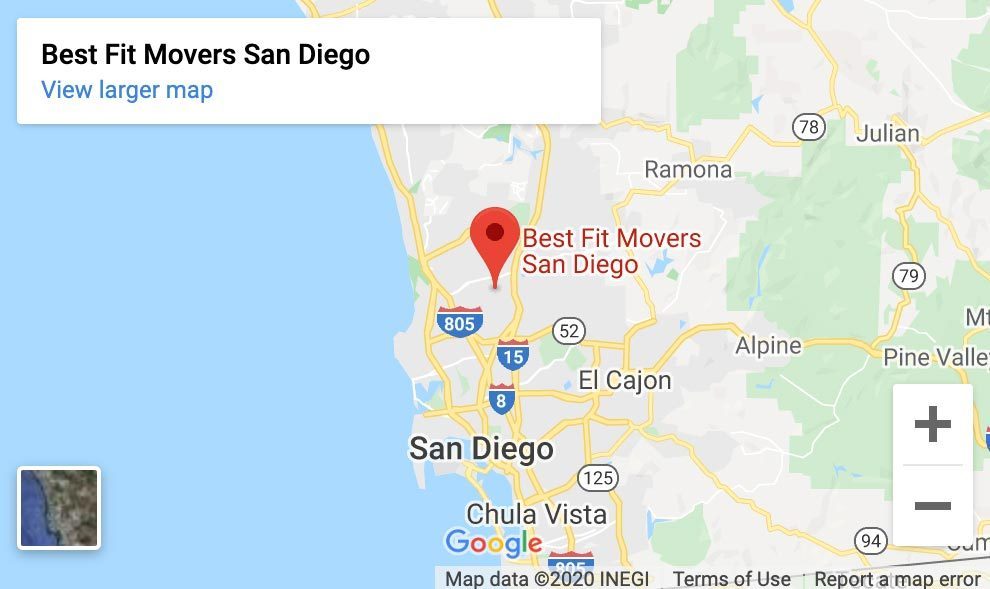 San Diego county service area for Best Fit Movers