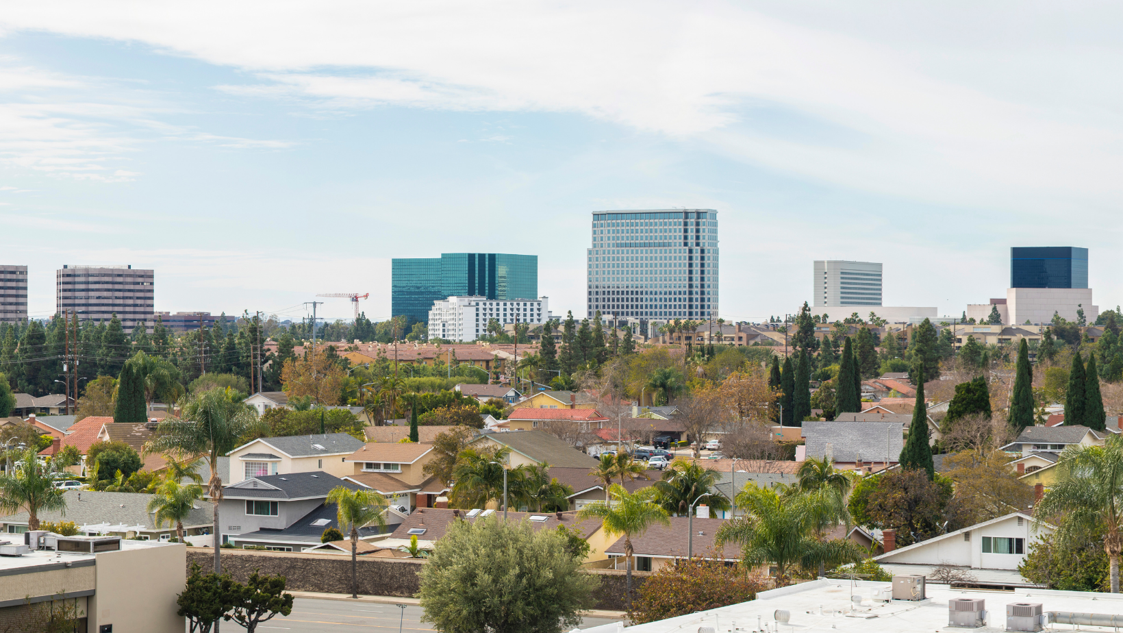 downtown costa mesa neighborhood with city in background